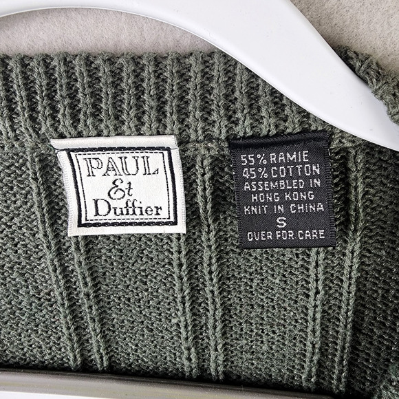 Paul Et Duffier Button-Up Cardigan Sweater Women Small Green Crop Boxy - Picture 9 of 10